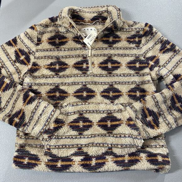 New Aeropostale Aztec Southwest Fleece Sherpa Pullover Jacket Women Medium NWT - Picture 1 of 11